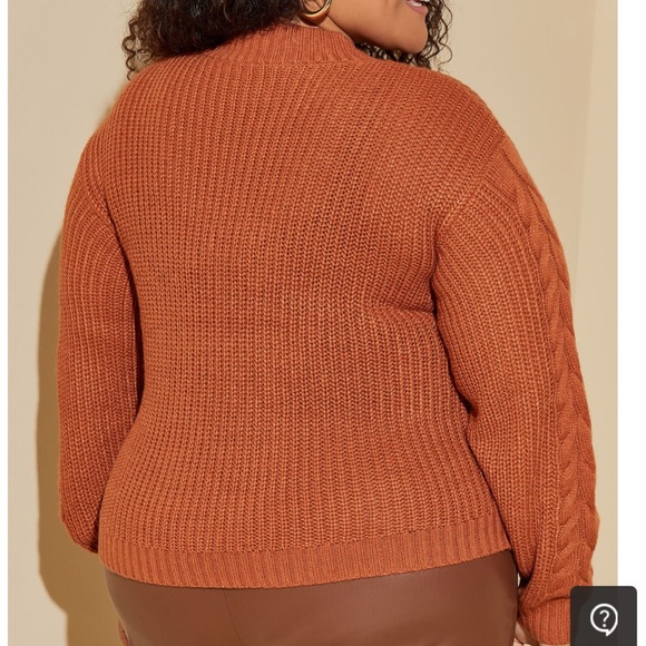 Plus ASHLEY STEWART Bombay Brown Cable Knit Button Down Cardigan Sweater 22/24 - Picture 2 of 5